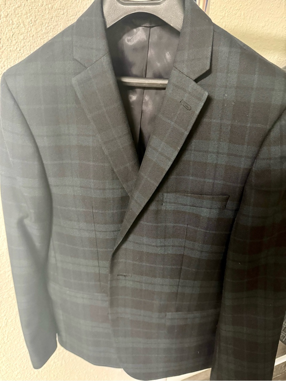 Ralph Lauren Black and Dark Green Plaid Boys Blazer 18R